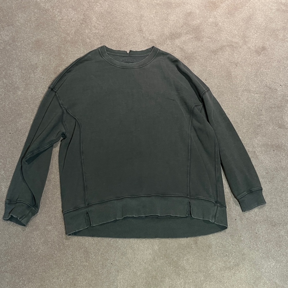 Large Aerie green cozy distressed oversized sweater